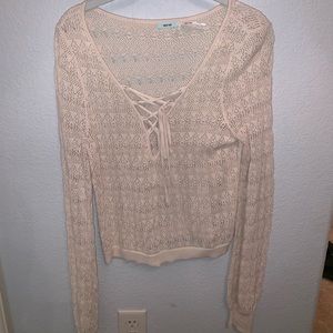 Kimchi Blue Lace Long Sleeve Lace Up Top-M